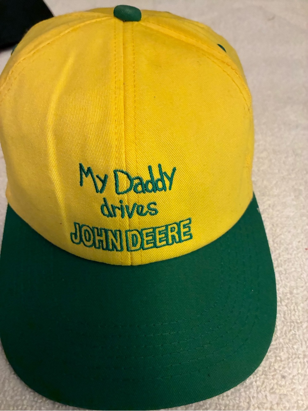 Pre-owned John Deere Yellow and Green Kids Cap with Adjustable Back embroidered